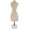 14.25" Cream Antique Style Paper Mache Female Dress Form Sculpture with White Marble Base